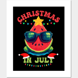 Christmas in July - Watermelon Wearing Sunglasses Posters and Art